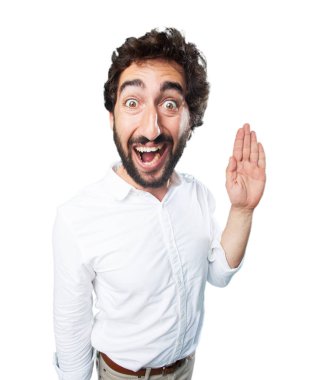 Merhaba işareti ile komik delikanlı