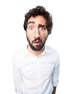 adam endişeli ifade ile karışık poz