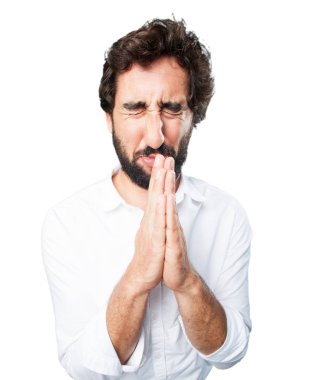 endişeli poz dua adam