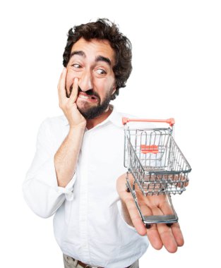 alışveriş sepeti ile adam ve ifade katılmıyorum
