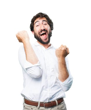 zafer işareti ile komik delikanlı