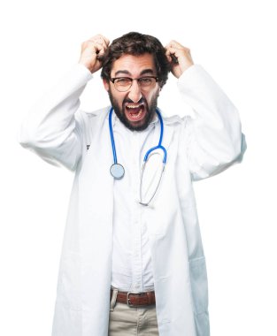 Genç komik doktor kaybeden poz