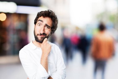 adam endişeli ifade ile karışık poz