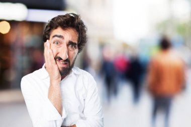 adam üzgün ifade ile karışık poz