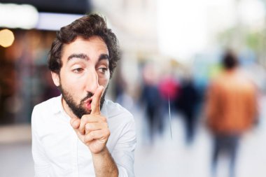 sessizlik işareti ile adam ve ifade katılmıyorum