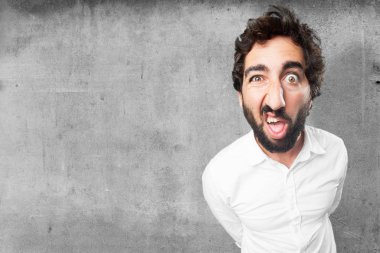 adam sürpriz ifade ile karışık poz