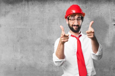 Genç komik mimar gurur poz