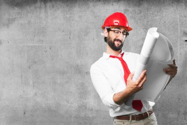 planı ile genç komik mimar