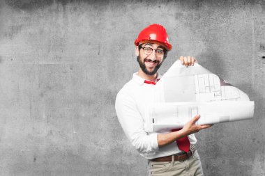 planı ile genç komik mimar