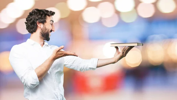 Young funny man with a book — Stock Photo, Image