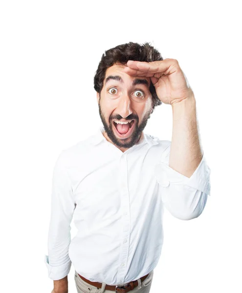 Young funny man looking far — Stock Photo, Image