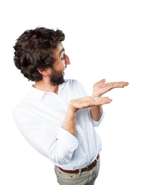 Young funny man showing gesture — Stock Photo, Image