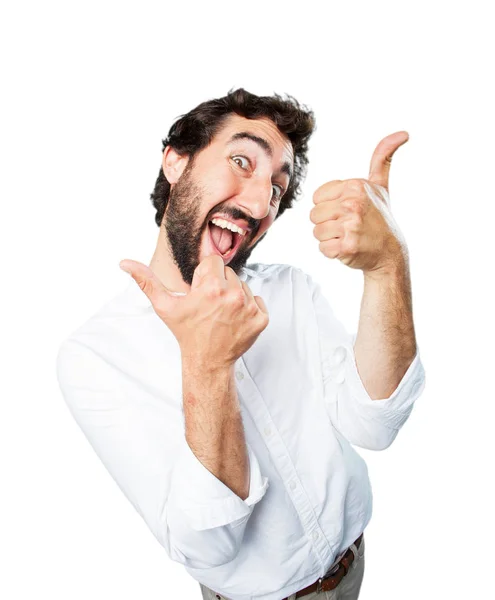 Young funny man with okay sign — Stock Photo, Image