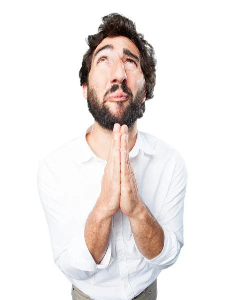 Man praying in worried pose — Stock Photo, Image