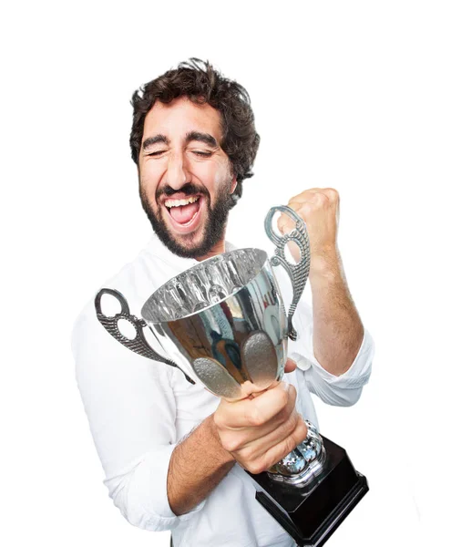 Young funny man with a cup — Stock Photo, Image