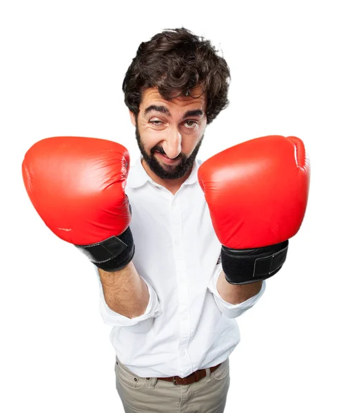 Man boxing with disagree expression — Stock Photo, Image