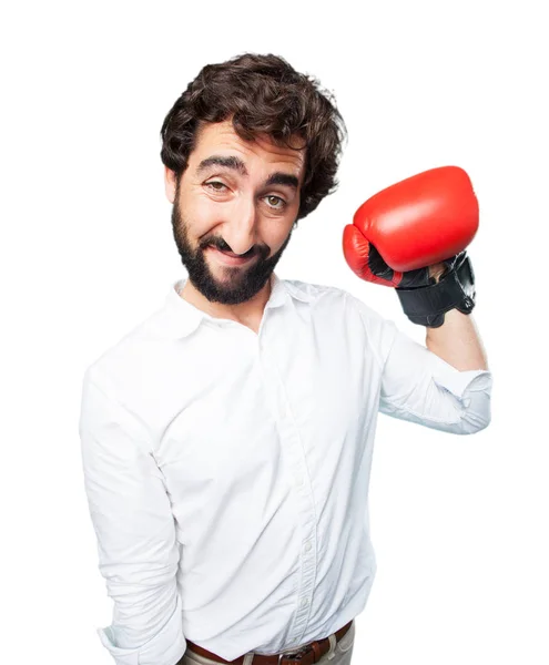 Homem boxe com expressão discordante — Fotografia de Stock