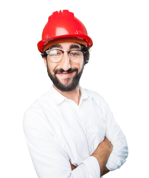 Jovem arquiteto engraçado em pose orgulhosa — Fotografia de Stock