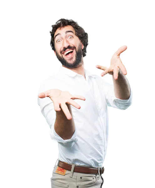 Young funny man showing gesture — Stock Photo, Image