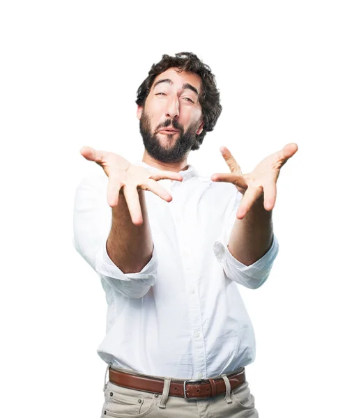 Hombre mostrando gesto con expresión sorpresa —  Fotos de Stock