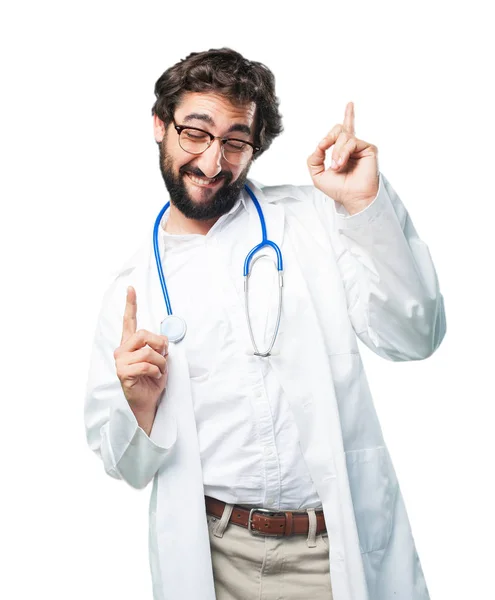 Jonge grappige dokter in succes pose — Stockfoto