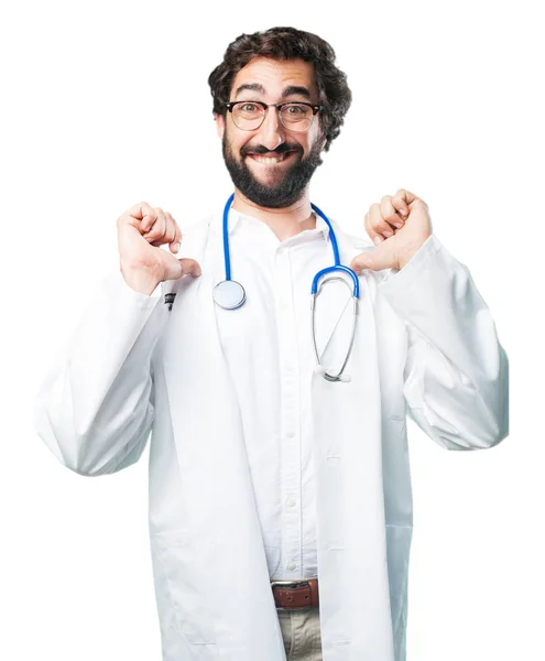 Jovem médico engraçado em pose orgulhosa — Fotografia de Stock