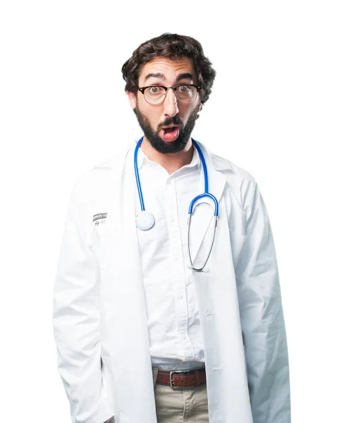 Unga roliga rädd läkare — Stockfoto