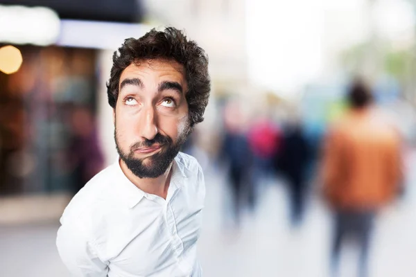 Homem em pose chata com expressão triste — Fotografia de Stock