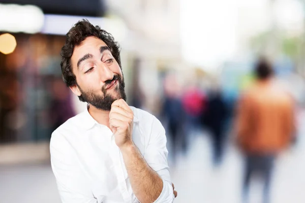 Unga rolig människa tänker — Stockfoto