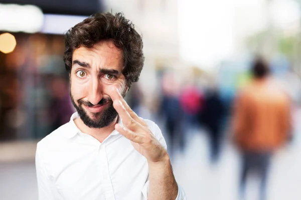 Man with bad smell and disagree expression — Stock Photo, Image