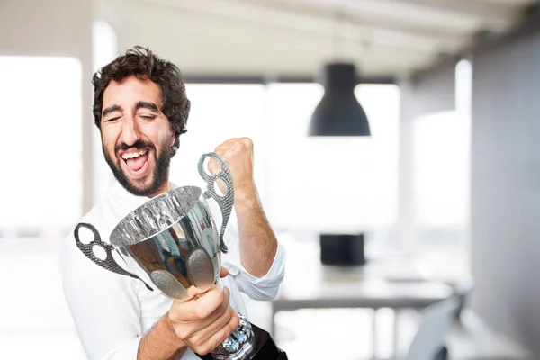 Young funny man with a cup — Stock Photo, Image