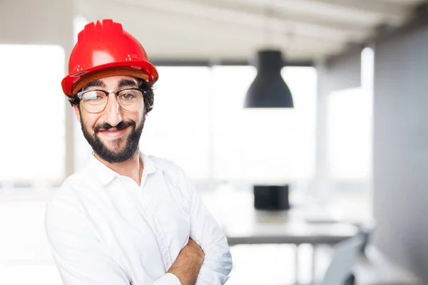 Young funny architect in proud pose — Stock Photo, Image