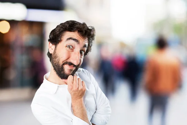 Young funny man pointing — Stock Photo, Image