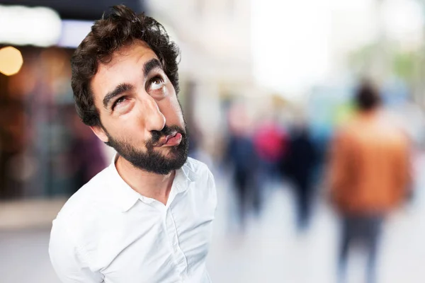 Man in saaie poseren met droevige uitdrukking — Stockfoto