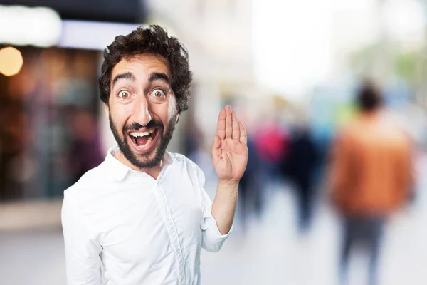 Joven divertido hombre con hola signo —  Fotos de Stock