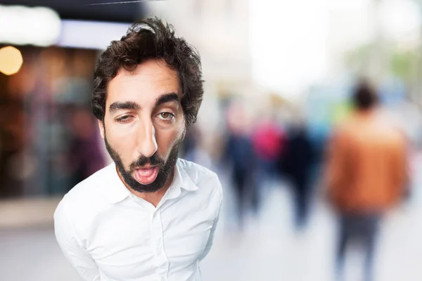 Man in confused pose with sad expression — Stock Photo, Image