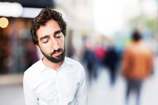 Man in boring pose with sad expression — Stock Photo, Image