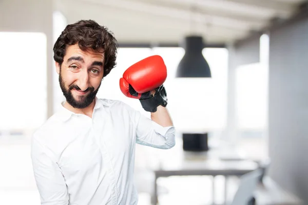 Man boxning med oense uttryck — Stockfoto