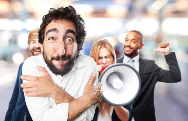 Man scared in worried pose — Stock Photo, Image