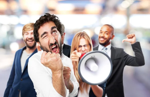 Young funny man in success pose — Stock Photo, Image