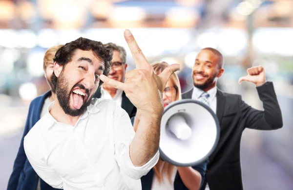 Joven divertido hombre en desacuerdo pose — Foto de Stock