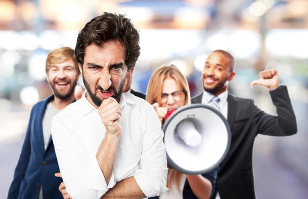 Homme pensant avec expression de désaccord — Photo