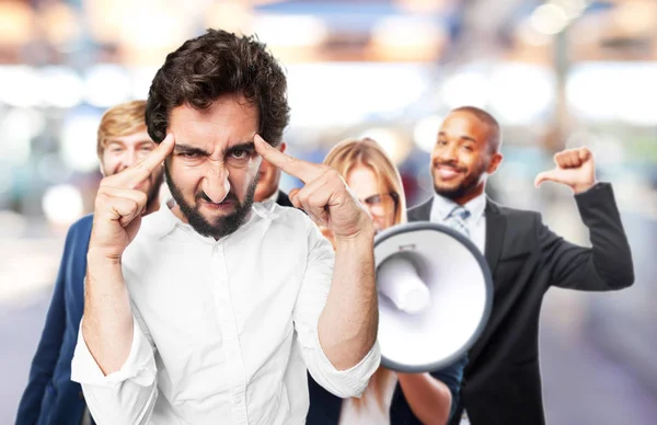 Homme pensant avec expression de désaccord — Photo