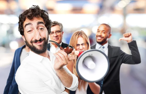 Grappige jongeman roken — Stockfoto