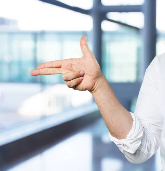 Jonge man hand wijzen — Stockfoto