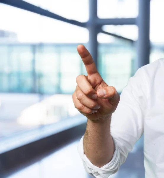 Jonge man hand wijzen — Stockfoto