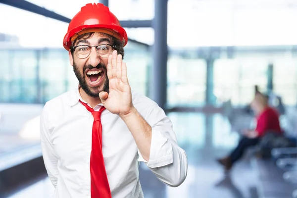 Arquiteto gritando com expressão discordante — Fotografia de Stock