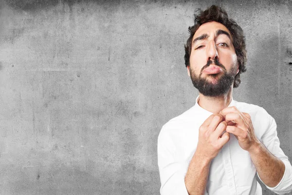 Hombre en pose orgullosa con expresión preocupada —  Fotos de Stock