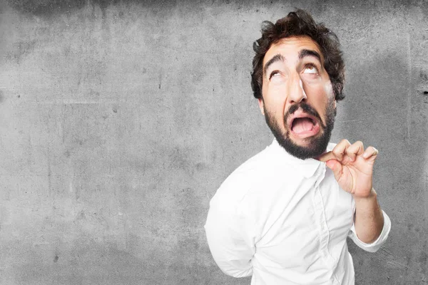 Homem engraçado estressado com expressão triste — Fotografia de Stock