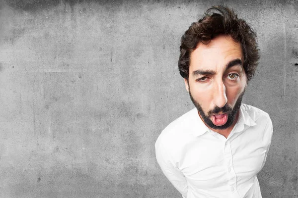 Homem em pose confusa com expressão triste — Fotografia de Stock